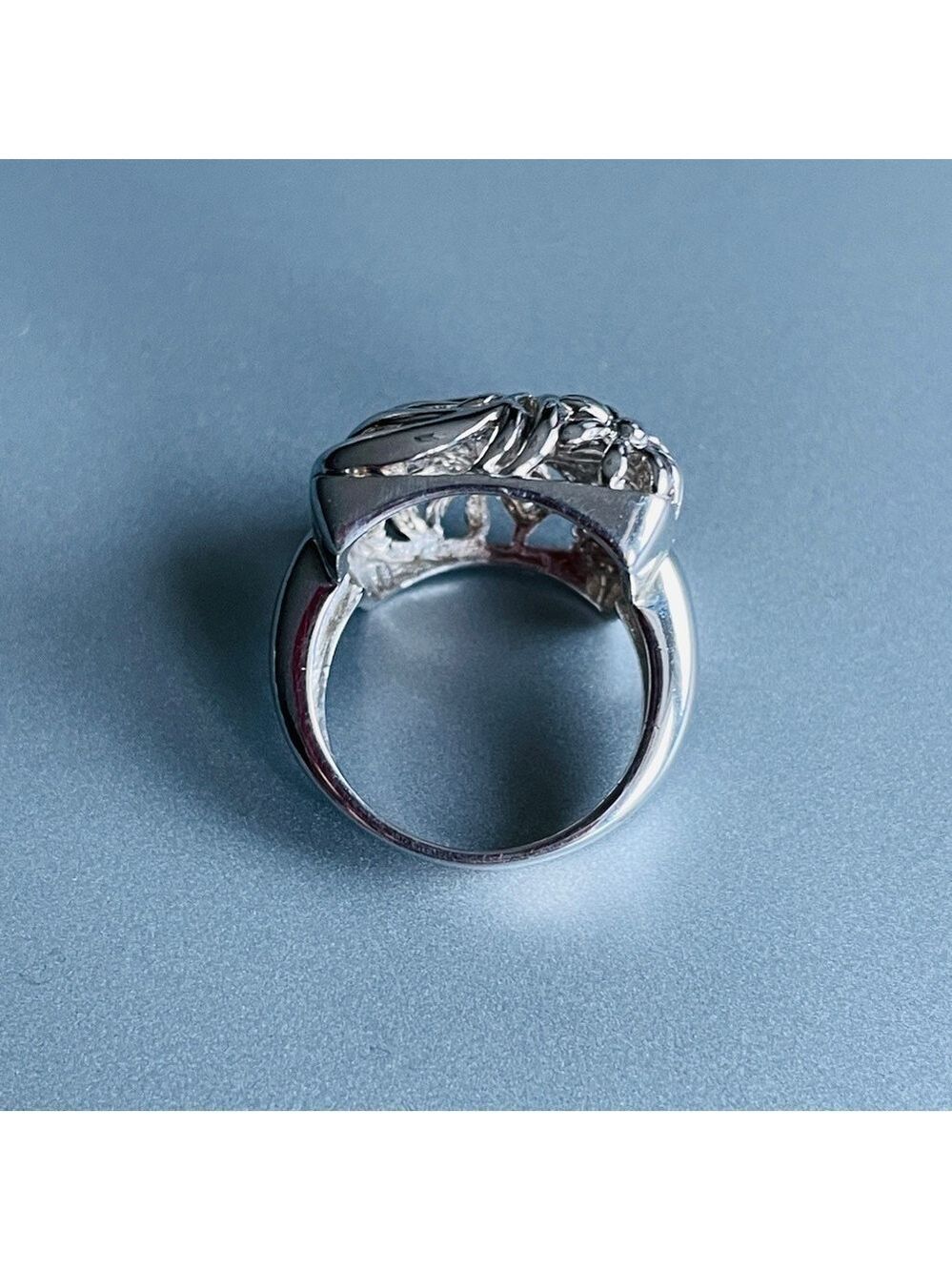 OpenWork Floral Filigree Square Sterling Silver Ring - Picture 5 of 10